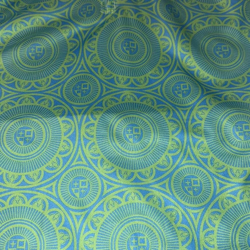 Gretchen Scott women’s size large green/blue long sleeve pull-over with 1/4” zip - Picture 3 of 4